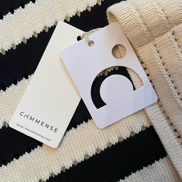 Commense Black and Cream Striped Sleeveless Sweater Dress - Picture 3 of 4